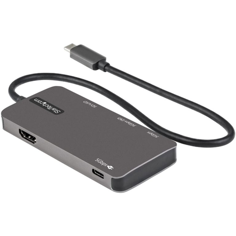 StarTech.com Adattatore multiporta USB C - Da USB-C a 4K HDMI, 100W Power Delivery Pass-through, slot SD/MicroSD, Hub USB 3.0 a 3 porte - USB Type-C Mini Dock - Cavo integrato da 30cm_STARTECH.COM_1_big-image