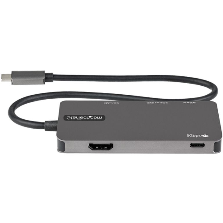StarTech.com Adattatore multiporta USB C - Da USB-C a 4K HDMI, 100W Power Delivery Pass-through, slot SD/MicroSD, Hub USB 3.0 a 3 porte - USB Type-C Mini Dock - Cavo integrato da 30cm_STARTECH.COM_3_big-image