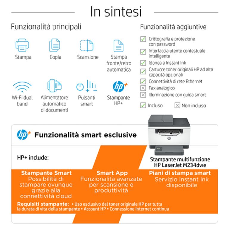 HP LaserJet Stampante multifunzione M234sdwe, Stampa, copia, scansione, Scansione verso e-mail; scansione verso PDF; dimensioni compatte; stampa fronte/retro rapida; risparmio energetico; Wi-Fi dual-band; ADF da 40 fogli_HP_10_big-image