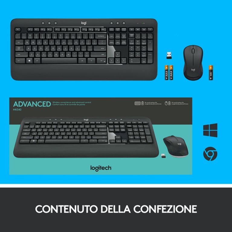 Logitech MK540 Advanced Combo Tastiera e Mouse Wireless per Windows, Ricevitore USB Unifying 2,4 GHz, Tasti di Scelta Rapida Multimediali, Durata Batteria di 3 Anni, per PC, Laptop_LOGITECH_11_big-image