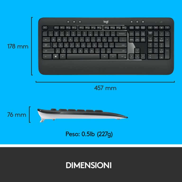 Logitech MK540 Advanced Combo Tastiera e Mouse Wireless per Windows, Ricevitore USB Unifying 2,4 GHz, Tasti di Scelta Rapida Multimediali, Durata Batteria di 3 Anni, per PC, Laptop_LOGITECH_8_big-image