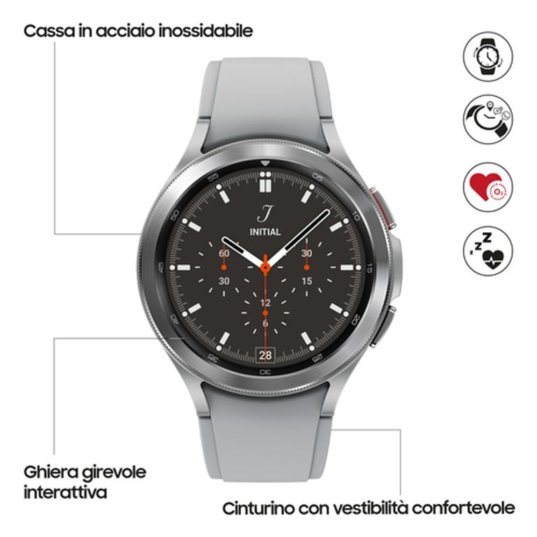 Samsung Galaxy Watch4 Classic - SmartWatch Acciaio Inox, Ghiera Rotante, Monitoraggio Benessere, Fitness Tracker, Schermo 1.4", Argento (Silver), 46 mm, 2021_SAMSUNG_1_big-image