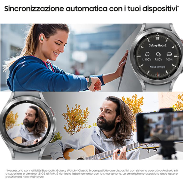 Samsung Galaxy Watch4 Classic - SmartWatch Acciaio Inox, Ghiera Rotante, Monitoraggio Benessere, Fitness Tracker, Schermo 1.4", Argento (Silver), 46 mm, 2021_SAMSUNG_3_big-image