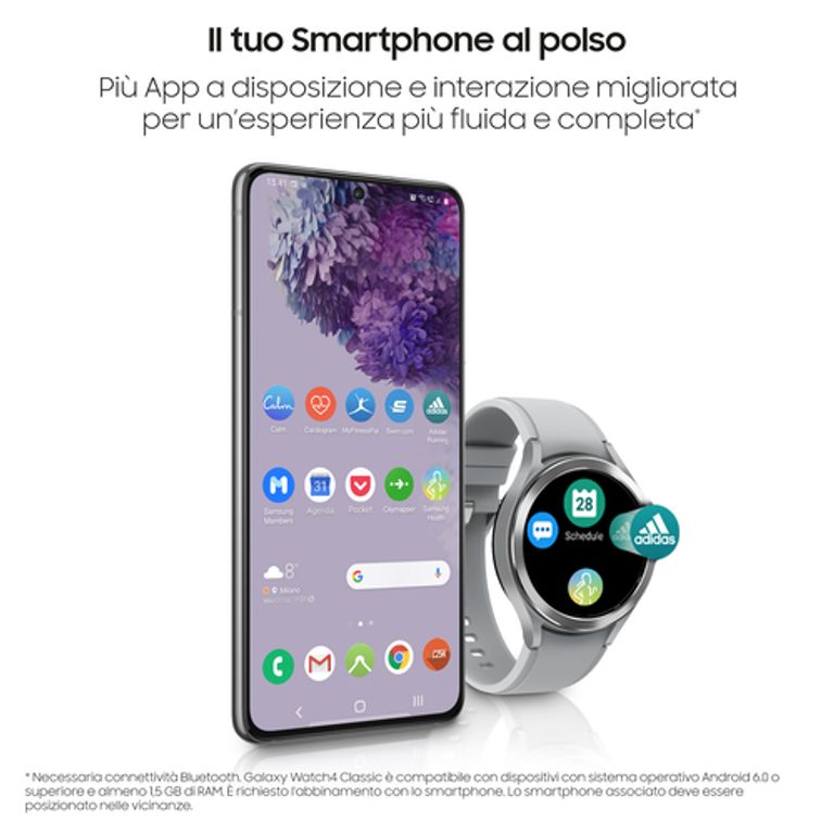 Samsung Galaxy Watch4 Classic - SmartWatch Acciaio Inox, Ghiera Rotante, Monitoraggio Benessere, Fitness Tracker, Schermo 1.4", Argento (Silver), 46 mm, 2021_SAMSUNG_5_big-image