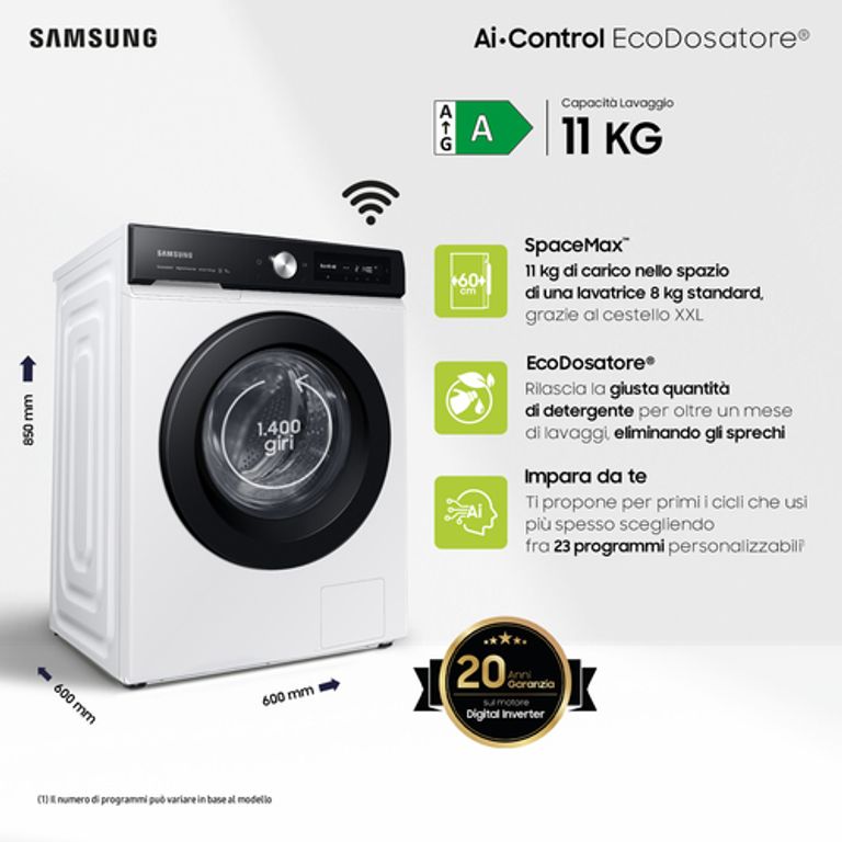 Samsung WW11BB534DAE lavatrice Caricamento frontale 11 kg 1400 Giri/min A Nero, Bianco_SAMSUNG_1_big-image