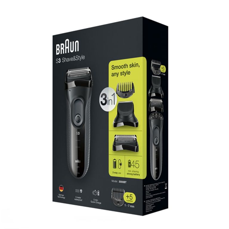 Braun Rasoio Series 3 Shave&Style 3000BT con testina del rifinitore e 5 pettini, Nero_BRAUN_4_big-image