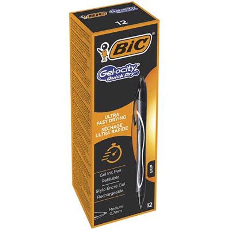 BIC Gel-ocity Quick Dry Nero Penna a sfera retrattile a clip Medio 12 pz_BIC_0_big-image