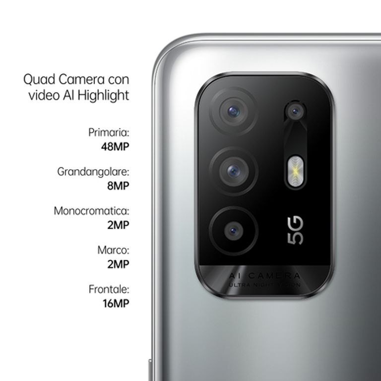 OPPO A94 5G A94 Smartphone 5G, 173g, Display 6.43" FHD+ AMOLED, 4 Fotocamere 48MP, RAM 8GB ESPANDIBILE FINO A 13GB+ROM 128GB, Batteria 4310mAh, Ricarica VOOC 30W, Dual Sim, [Versione Italiana], Fluid Black_OPPO_2_big-image