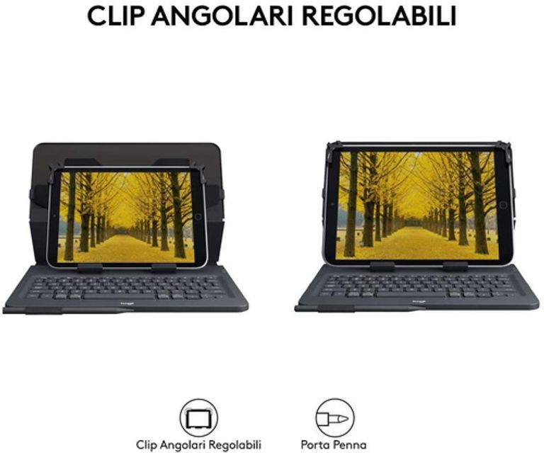 Logitech Universal Folio Cover iPad o Tablet con Tastiera Bluetooth Wireless, Per la maggior parte dei tablet da 9-10", iOS, ‎Android, Windows, ‎Italiano Qwerty, Nero_LOGITECH_7_big-image