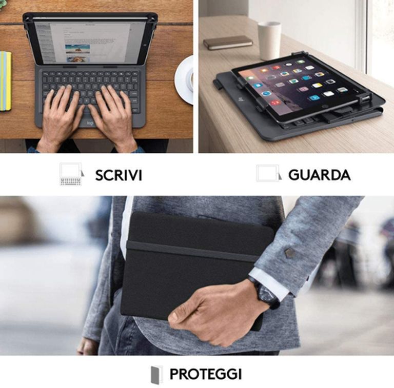 Logitech Universal Folio Cover iPad o Tablet con Tastiera Bluetooth Wireless, Per la maggior parte dei tablet da 9-10", iOS, ‎Android, Windows, ‎Italiano Qwerty, Nero_LOGITECH_25_big-image