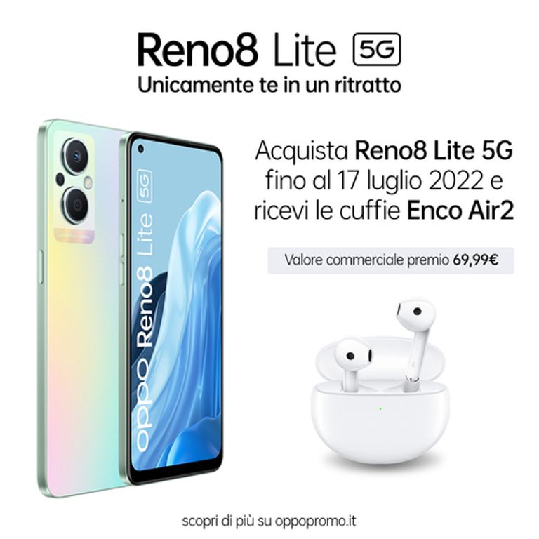 OPPO Reno RENO8 Lite Smartphone, AI Tripla fotocamera 64+2+2MP, Display 6.4” 60HZ AMOLED, 4500mAh, RAM 8GB(Esp 10GB/11GB/13GB) + ROM 128GB espand.(1TB), Rainbow Spectrum_OPPO_2_big-image