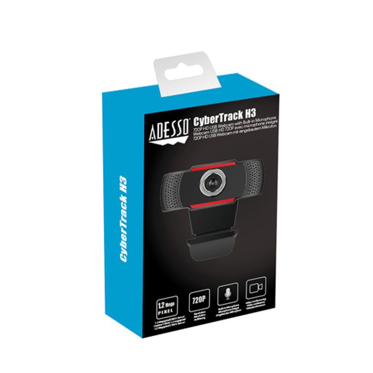 Adesso CyberTrack H3 webcam 1,3 MP 1280 x 720 Pixel USB 2.0 Nero, Rosso_ADESSO_10_big-image