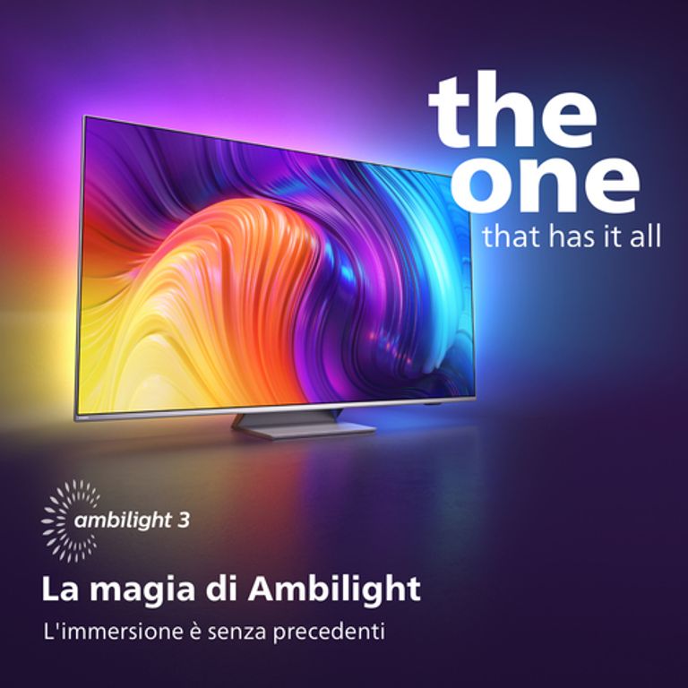 Philips AMBILIGHT tv the one 43" Android TV UHD 4K 43PUS8887, Processore P5, HDR10+ e Dolby Vision, Ready for Gaming 120Hz, Smart TV, Dolby Atmos, NOVITÀ 2022_PHILIPS_4_big-image