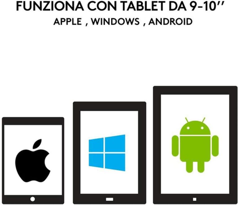 Logitech Universal Folio Cover iPad o Tablet con Tastiera Bluetooth Wireless, Per la maggior parte dei tablet da 9-10", iOS, ‎Android, Windows, ‎Italiano Qwerty, Nero_LOGITECH_16_big-image