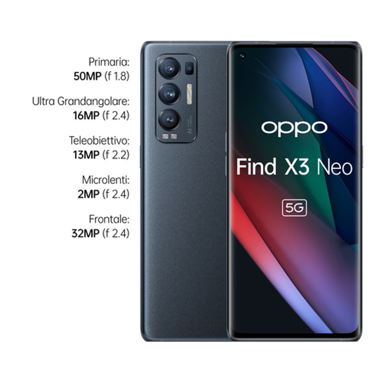OPPO Find X3 Neo Smartphone 5G, Qualcomm865, Display 6.55''FHD+AMOLED, 4 Fotocamere 50MP, RAM 12GB ESPANDIBILE FINO A 19GB+ROM 256GB, 4500mAh, WiFi 6, Dual Sim, [Versione Italiana], Colore Starlight Black_OPPO_3_big-image
