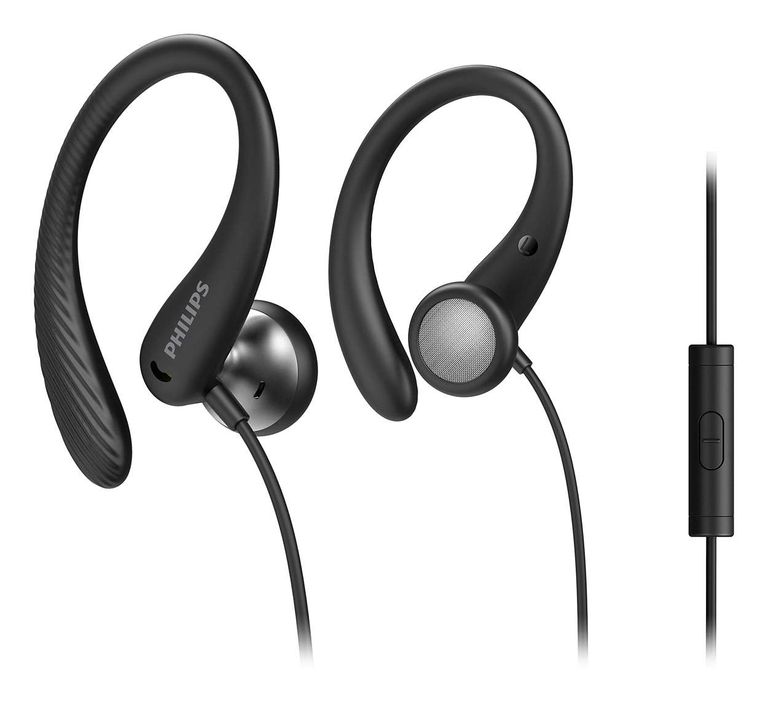 Philips TAA1105BK/00 Cuffie con Filo per Fitness e Sport, Microfono, IPX2 Resistenti al Sudore, Supporti per l'orecchio Flessibili, Vestibilità Sicura, Pulsanti Integrati, Auricolari con Filo, Nero_PHILIPS_0_big-image