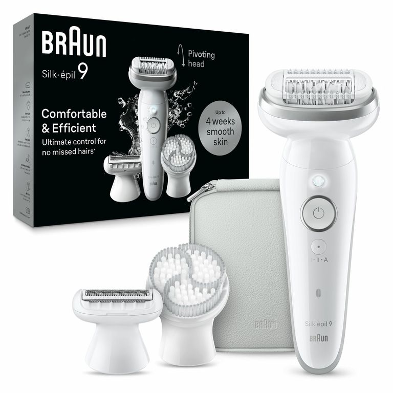Braun Silk-épil 9 9-061, Epilatore Elettrico Donna Per Una Epilazione Facile, Pelle Liscia a Lungo, Bianco/Argento_BRAUN_0_big-image