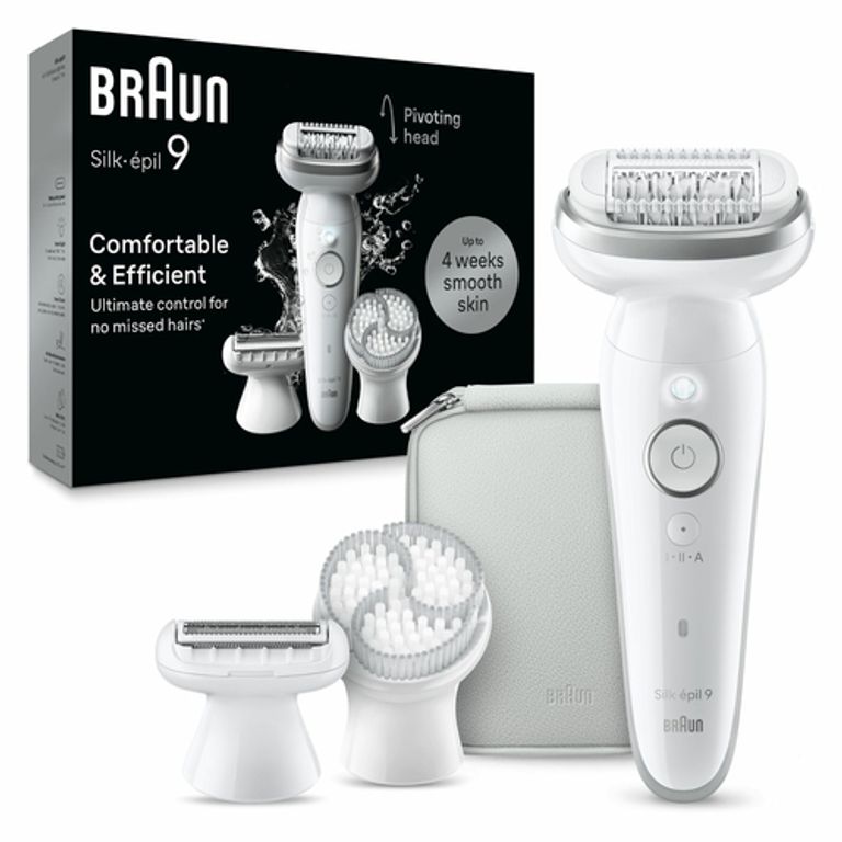 Braun Silk-épil 9 9-061, Epilatore Elettrico Donna Per Una Epilazione Facile, Pelle Liscia a Lungo, Bianco/Argento_BRAUN_1_big-image