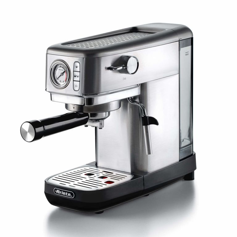 Ariete 1381 Macchina da caffè con manometro, compatibile con caffè in polvere e cialde ESE, 1300 W, Capacità 1,1 L, 15 bar di pressione, Filtro ½ tazze, Dispositivo Cappuccino, Silver_ARIETE_0_big-image