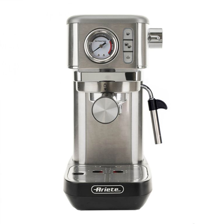 Ariete 1381 Macchina da caffè con manometro, compatibile con caffè in polvere e cialde ESE, 1300 W, Capacità 1,1 L, 15 bar di pressione, Filtro ½ tazze, Dispositivo Cappuccino, Silver_ARIETE_1_big-image