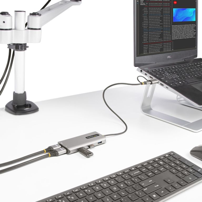 StarTech.com Adattatore multiporta USB-C con dongle USB-C a USB-A, doppio HDMI (4K30Hz/1080p60Hz), Hub USB-A 5Gbps a 3 porte, mini dock da viaggio, docking station USB tipo C per laptop, Cavo da 40 cm_STARTECH.COM_6_big-image