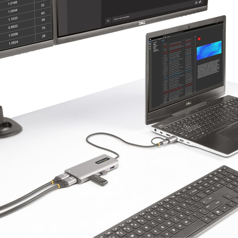 StarTech.com Adattatore multiporta USB-C con dongle USB-C a USB-A, doppio HDMI (4K30Hz/1080p60Hz), Hub USB-A 5Gbps a 3 porte, mini dock da viaggio, docking station USB tipo C per laptop, Cavo da 40 cm_STARTECH.COM_5_big-image