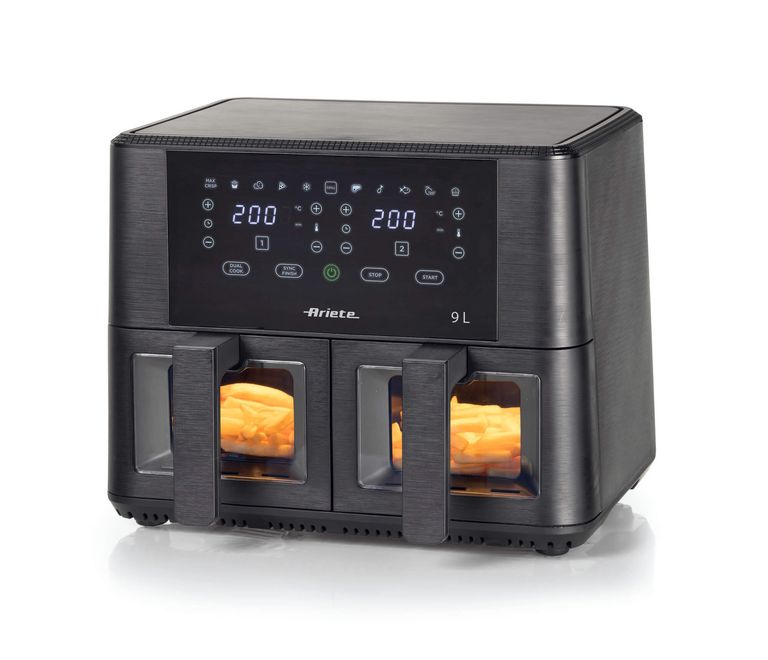 Ariete 4631 Friggitrice ad aria Doppia 9L, 2400W, Capacità totale 9L, 11 programmi, Multifunzione, Fino a 3,6 kg di fritto Temperatura fino a 200°C, Doppio cestello, Nero_ARIETE_0_big-image