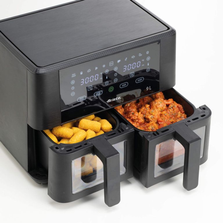 Ariete 4631 Friggitrice ad aria Doppia 9L, 2400W, Capacità totale 9L, 11 programmi, Multifunzione, Fino a 3,6 kg di fritto Temperatura fino a 200°C, Doppio cestello, Nero_ARIETE_4_big-image