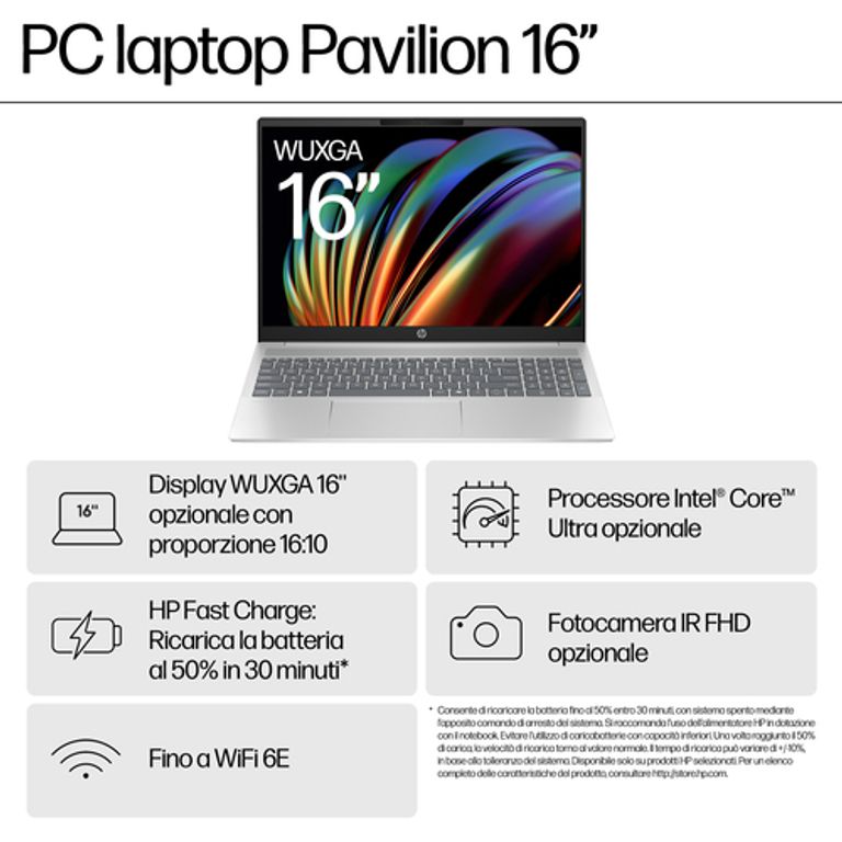 HP Pavilion 16-af0012nl Intel Core Ultra 5 125U Computer portatile 40,6 cm (16") WUXGA 16 GB LPDDR5-SDRAM 512 GB SSD Wi-Fi 6 (802.11ax) Windows 11 Home Argento_HP_9_big-image