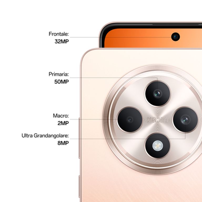 OPPO Reno12 F 4G AI Smartphone, Tripla fotocamera 50+8+2MP, Selfie 32MP, Display 6.67” 120HZ AMOLED FHD+, 5000mAh, RAM 8GB(Esp4GB/6GB/8GB)+ROM 256GB, [Versione Italia], Amber Orange_OPPO_3_big-image