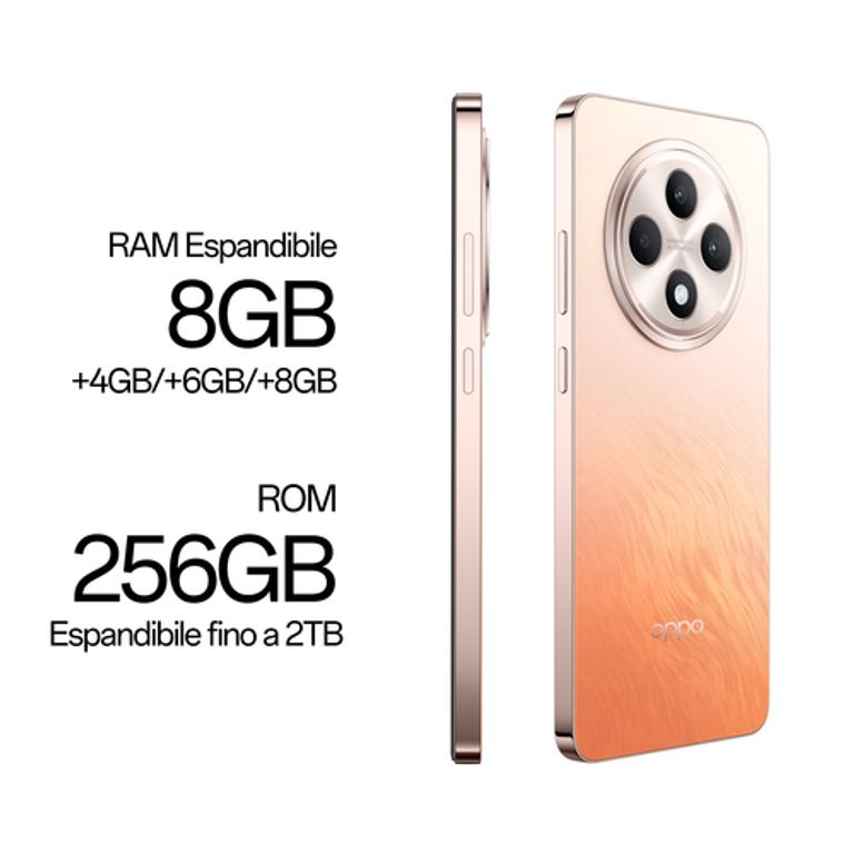 OPPO Reno12 F 4G AI Smartphone, Tripla fotocamera 50+8+2MP, Selfie 32MP, Display 6.67” 120HZ AMOLED FHD+, 5000mAh, RAM 8GB(Esp4GB/6GB/8GB)+ROM 256GB, [Versione Italia], Amber Orange_OPPO_6_big-image