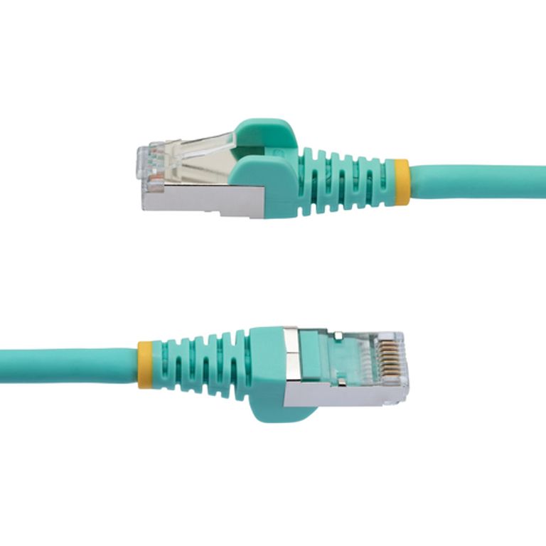 StarTech.com Cavo Ethernet CAT 6a - 5m - Acqua - Cavo di rete LAN Low Smoke Zero Halogen (LSZH) - 10GbE 500MHz 100W PoE++ - Filo/Cavo patch schermato S/FTP con spinotto RJ45 antigroviglio e rilievi di trazione_STARTECH.COM_2_big-image