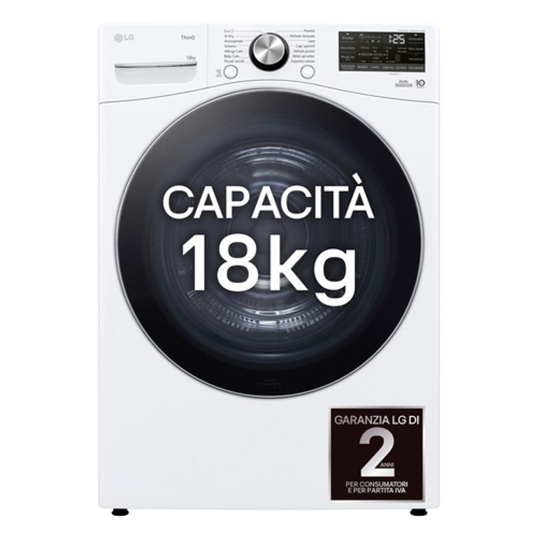 LG RH18U8AVCW Asciugatrice 18kg Pompa di calore DUAL Inverter Classe A+++, Motore Direct Drive, AI Dry, Wi-Fi, Bianca_LG_1_big-image