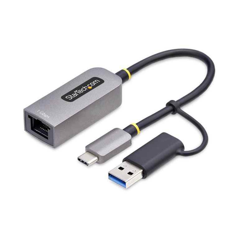 StarTech.com Adattatore da USB-C a Ethernet con dongle USB-A, 10/100/1000Mbps, adattatore di rete da USB 3.0 a Gigabit Ethernet, cavo collegato 6in/15cm, adattatore USB GbE_STARTECH.COM_1_big-image