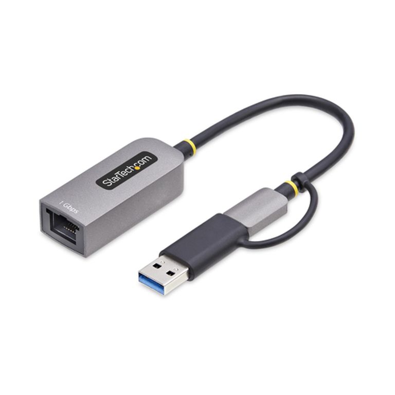 StarTech.com Adattatore da USB-C a Ethernet con dongle USB-A, 10/100/1000Mbps, adattatore di rete da USB 3.0 a Gigabit Ethernet, cavo collegato 6in/15cm, adattatore USB GbE_STARTECH.COM_2_big-image