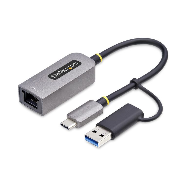 StarTech.com Adattatore da USB-C a Ethernet con dongle USB-A, 10/100/1000Mbps, adattatore di rete da USB 3.0 a Gigabit Ethernet, cavo collegato 6in/15cm, adattatore USB GbE_STARTECH.COM_0_big-image
