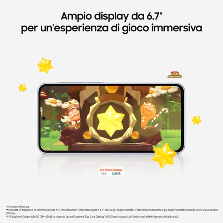 Samsung Galaxy A36 5G, Smartphone con Funzioni intelligenti, Display Super AMOLED 6.7”, 8GB RAM, 256GB, Camera 50MP, Batteria 5.000 mAh, IP67, Awesome White_SAMSUNG_5_big-image