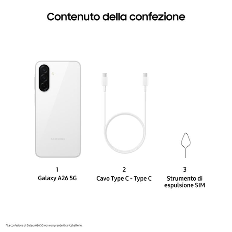 Samsung Galaxy A26 5G, Smartphone con Funzioni intelligenti, Display Super AMOLED 6.7”, 6GB RAM, 128GB, Batteria 5.000 mAh, memoria espandibile, White_SAMSUNG_7_big-image