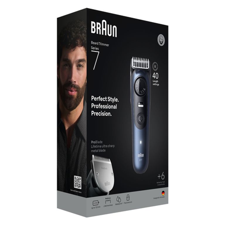 Braun BeardTrimmer 7 BT7520 Batteria 40 2 cm Bagnato e secco Nero, Blu_BRAUN_2_big-image