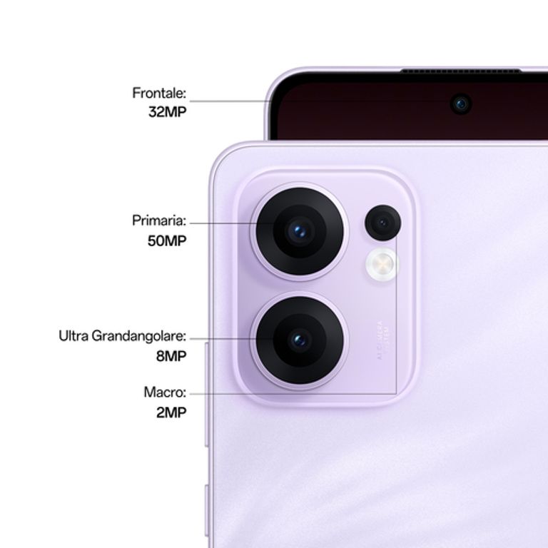 OPPO Reno13 FS 5G AI Smartphone, Tripla fotocamera 50+8+2MP, Selfie 32MP, Display 6.67” 120HZ AMOLED FHD+, 5800mAh, RAM 12GB(Esp4GB/8GB/12GB)+ROM 512GB, [Versione Italia], Plume Purple_OPPO_3_big-image