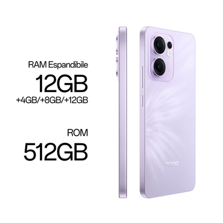 OPPO Reno13 FS 5G AI Smartphone, Tripla fotocamera 50+8+2MP, Selfie 32MP, Display 6.67” 120HZ AMOLED FHD+, 5800mAh, RAM 12GB(Esp4GB/8GB/12GB)+ROM 512GB, [Versione Italia], Plume Purple_OPPO_6_big-image