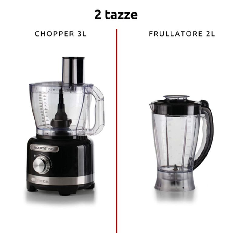 Ariete 1782 Gourmet Pro Moderna, Robot da cucina, Tritatutto 3L, Frullatore 2L, 2 velocità + Pulse, Set di lame + Disco in acciaio inox, Accessorio spremiagrumi, Nero_ARIETE_2_big-image