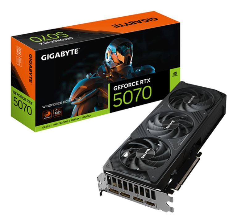 GIGABYTE GeForce RTX 5070 WINDFORCE OC SFF 12G Scheda Grafica - 12GB GDDR7, 192 bit, PCI-E 5.0, 2542 MHz Core Clock, 3 x DP 2.1a, 1 x HDMI 2.1b, NVIDIA DLSS 4, GV-N5070WF3OC-12GD_GIGABYTE_1_big-image