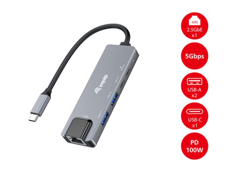 Equip 133496 Adattatore multifunzione 5 in 1, 2,5GbE, USB-A x 2, USB-C x 1, USB-C , 100W USB PD_EQUIP_6_big-image