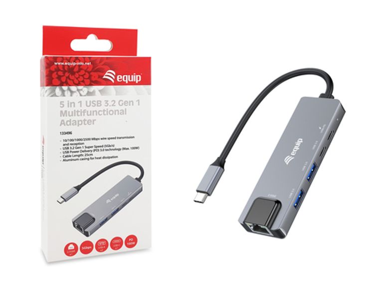 Equip 133496 Adattatore multifunzione 5 in 1, 2,5GbE, USB-A x 2, USB-C x 1, USB-C , 100W USB PD_EQUIP_9_big-image