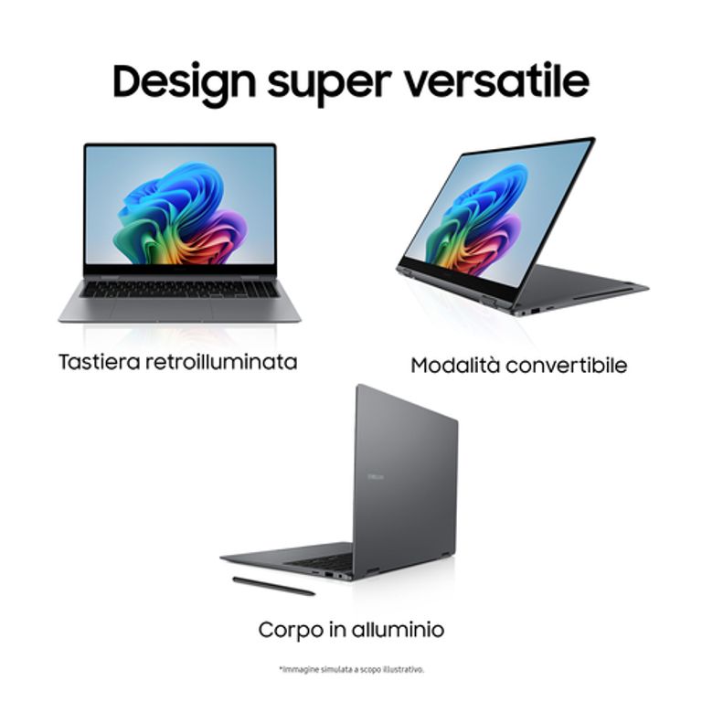 Samsung Galaxy Book Galaxy Book5 Pro 360 Intel Core Ultra 7 256V Computer portatile 40,6 cm (16") Touch screen WQXGA+ 16 GB LPDDR5x-SDRAM 512 GB SSD Wi-Fi 7 (802.11be) Windows 11 Home Grigio_SAMSUNG_2_big-image