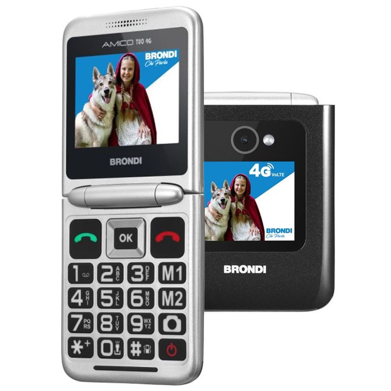 BRONDI AMICO TUO 4G (NERO) - TELEFONO CELLULARE PER ANZIANI - TASTO SOS - CONTROLLO REMOTO - DOPPIO DISPLAY_BRONDI_0_big-image